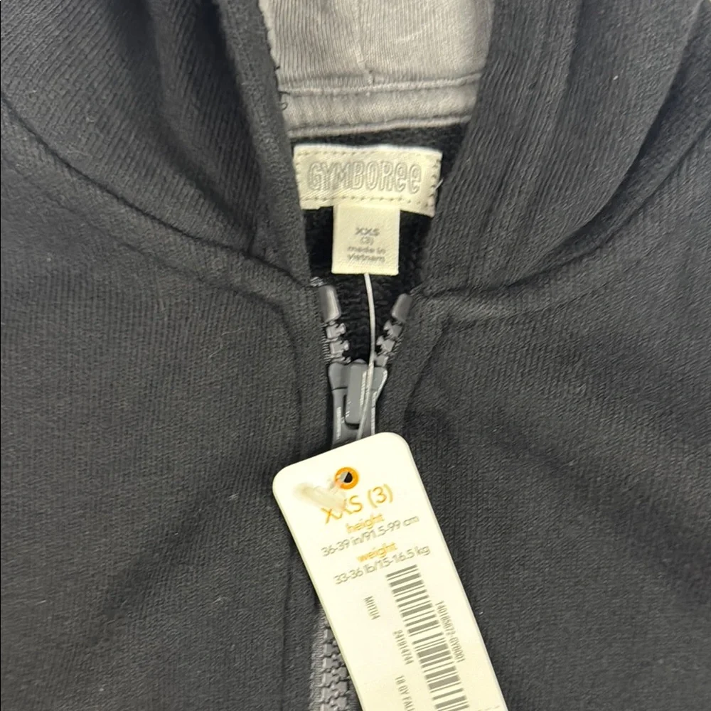 Gymboree Boys' Black and‎ Gray Zip-Up Hoodie with Ribbed Cuffs NWT XXS 3